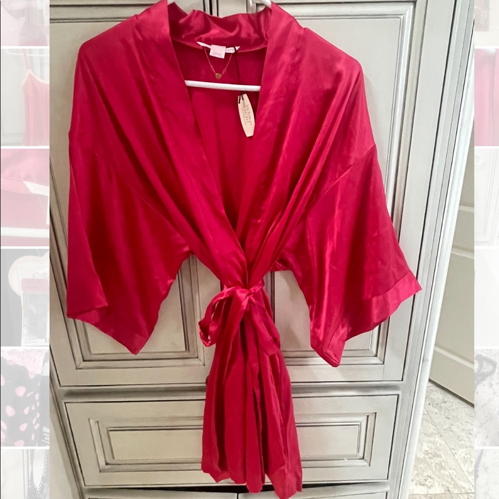 NWT Victoria’s Secret Dark pink silk robe size small